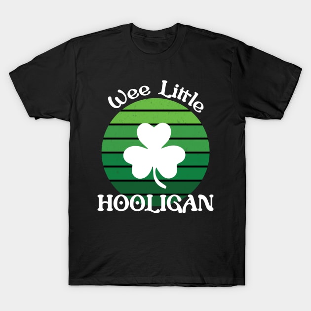 Wee Little Hooligan Vintage Shamrock St Patrick's Day T-Shirt by PG